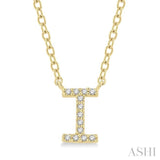 1/20 Ctw Initial 'I' Round Cut Diamond Pendant With Chain in 10K Yellow Gold