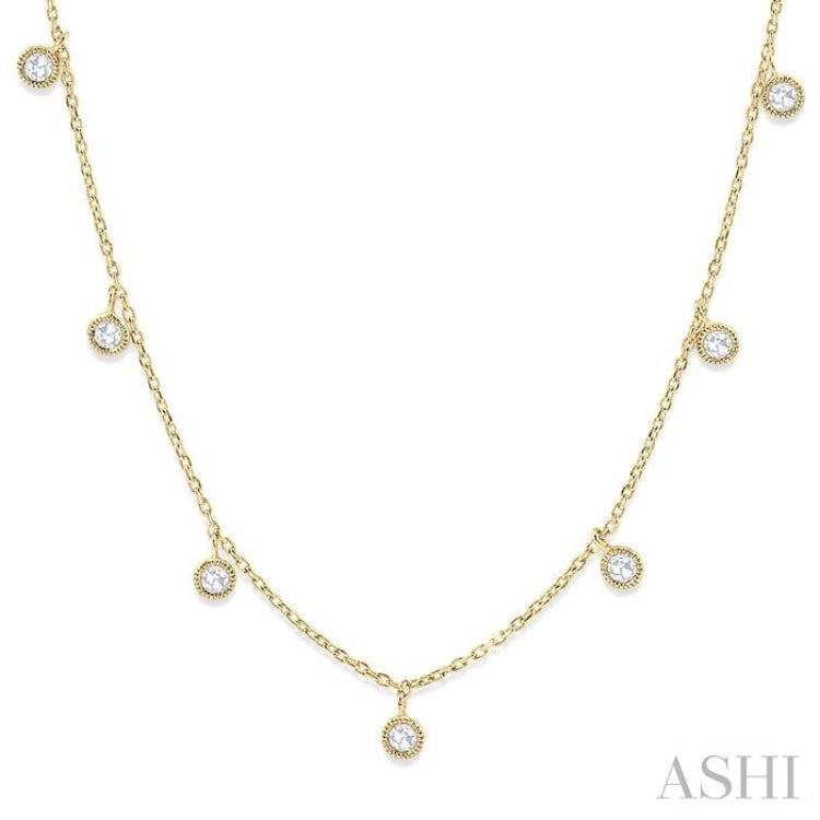 1/2 Ctw Circular Accent Rose Cut Diamond Station Necklace in 14K Yellow Gold