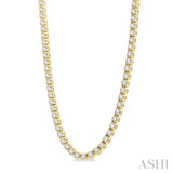 15 Ctw Round Cut Diamond Tennis Necklace in 14K Yellow Gold