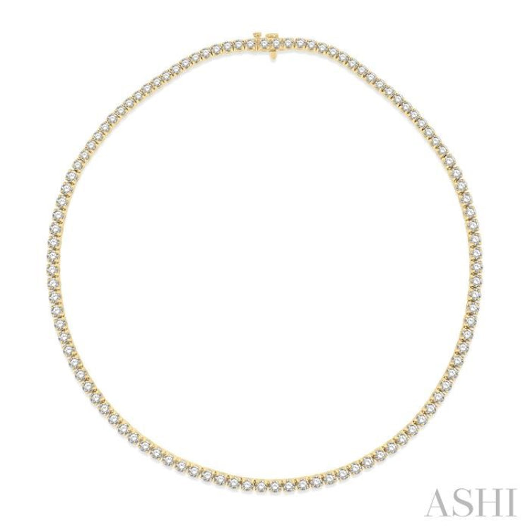 15 Ctw Round Cut Diamond Tennis Necklace in 14K Yellow Gold