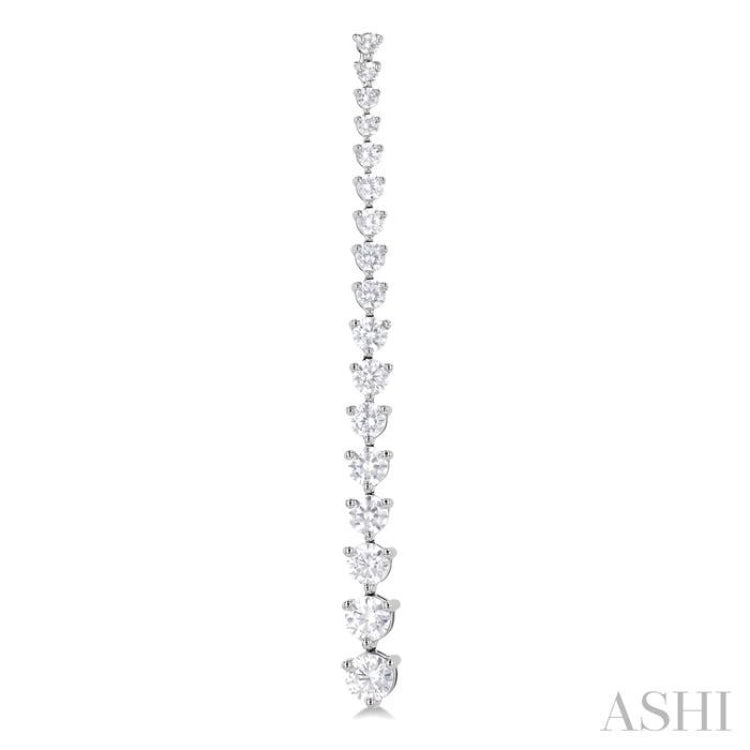 3 Ctw Round Cut Diamond Riviera Drop Earring in 14K White Gold