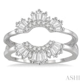 5/8 Ctw Arched Baguette and Round Cut Diamond Insert Ring in 14K White Gold