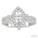 3/4 Ctw Marquise and Round Cut Split Shank Diamond Ladies Engagement Ring with 1/3 Ct Marquise Cut Center Stone in 14K White Gold