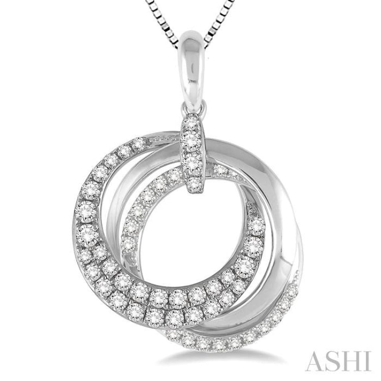 3/4 Ctw Round Cut Diamond Pendant in 14K White Gold with Chain