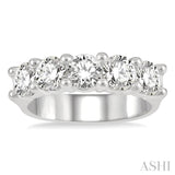 2 Ctw 5 Stone Round Cut Diamond Wedding Band in 14K White Gold