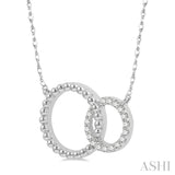 1/10 Ctw Interlocking Twin Circles Single Cut Diamond Pendant With Chain in 10K White Gold