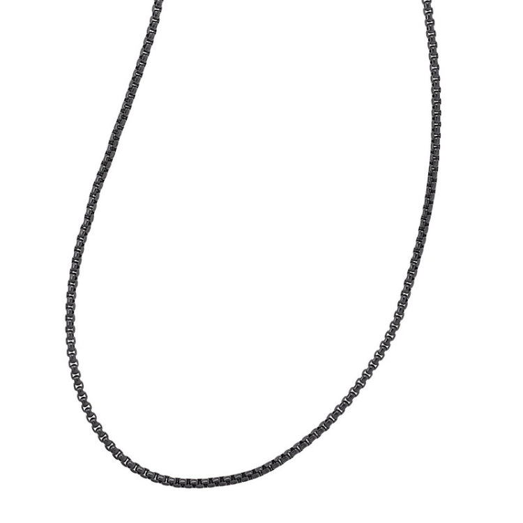 24 Stainless Steel Black IP Plated 2.5mm Rounded Box Chain