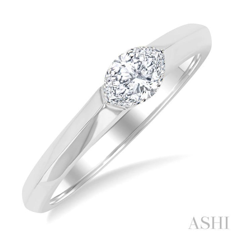 1/3 Ctw East-West Set Marquise Cut Diamond Solitaire Fashion Ring in 14K White Gold