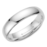 A CrownRing traditional wedding band in white gold.