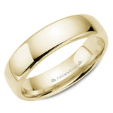 A CrownRing traditional wedding band in yellow gold.