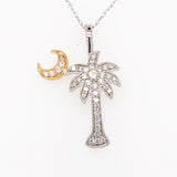 1/3ctw Diamond Palmetto Pendant set in 14kt Yellow & White Gold with milgrain edging.
Comes with Sterling Silver 18