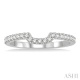 1/10 Ctw U-Shape Center Round Cut Diamond Wedding Band in 14K White Gold