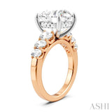 1 1/4 Ctw Round Shape Oval and Round Cut Diamond Semi-Mount Engagement Ring in 14K Rose and White Gold