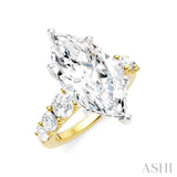 1 1/5 Ctw Marquise Shape Round Cut Diamond Semi-Mount Engagement Ring in 14K Yellow and White Gold
