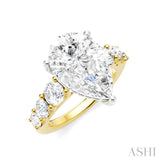 1 1/5 Ctw Pear Shape Round Cut Diamond Semi-Mount Engagement Ring in 14K Yellow and White Gold