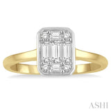 1/2 Ctw Octagonal Shape Baguette and Round Cut Diamond Ladies Ring in 14K Yellow and White Gold
