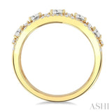 1 1/5 Ctw 5-Stone Oval and Round Cut Diamond Wide Fashion Band in 14K Yellow Gold