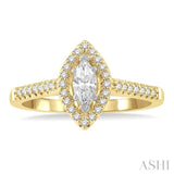 1/5 Ctw Marquise Shape Round Cut Diamond Semi-Mount Engagement Ring in 14K Yellow and White Gold