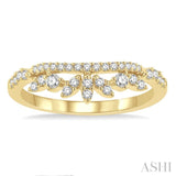 1/3 Ctw Alternating Marquise and Circular Mount Round Cut Diamond Curved Band in 14K Yellow Gold