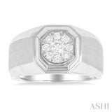 1/2 Ctw Octagonal Shape Lovebright Round Cut Diamond Men's Ring in 10K White Gold