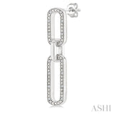 1/10 Ctw Bold Round Cut Diamond Paperclip Earrings in Sterling Silver