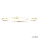1/2 Ctw Marquise Cut Diamond Station Bracelet in 14K Yellow Gold