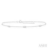 1/4 Ctw Baguette Cut Diamond Station Bracelet in 14K White Gold