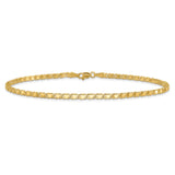 14k Polished Double-Sided Hearts Double Link 10 inch Anklet