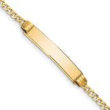 14k Polished Solid Chain/Solid Plate Curb Link 25x5mm Plate 7 inch ID Bracelet