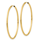 14k 2x50mm Polished Round Endless Tube Hoop Earrings