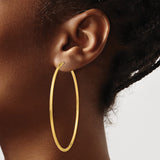 14k 2x65mm Polished Round Endless Tube Hoop Earrings