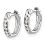14k White Gold 1/8 carat Diamond Hinged Hoop Earrings