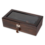 Luxury Giftware Ebony Wood Veneer High Gloss Finish Glass Window Multi Use Locking Collector Box