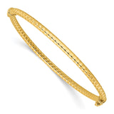 14K Polished and Textured 3.00mm Hinged Oval Bangle Bracelet