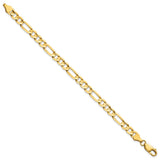 14K 8 inch 6mm Concave Open Figaro with Lobster Clasp Bracelet