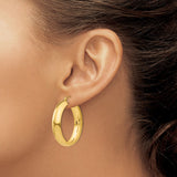 14K 7x33mm Polished Hoop Earrings