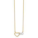 14K with White Rhodium Interlocked Heart with Infinity Symbol 17 inch Necklace