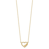 14K Polished Open Heart with LOVE Inside 17 inch Necklace Plus 0.5 inch Extender