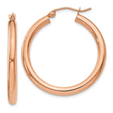 14k Rose Gold 3x30mm Polished Lightweight Tube Hoop Earrings