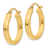 14k 2x20mm Polished Square Tube Hoop Earrings