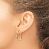 14k 2x25mm Polished Tube Hoop Earrings