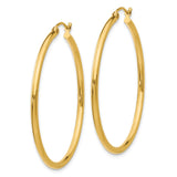 14k 2x40mm Polished Tube Hoop Earrings
