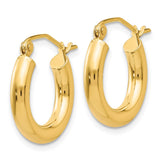 14k 3x16mm Polished Lightweight Tube Hoop Earrings