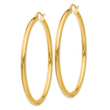 14K 3x55mm Polished Tube Hoop Earrings