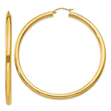 14K 4x65mm Polished Lightweight Tube Hoop Earrings