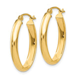 14k 3.5x16mm Polished Oval Tube Hoop Earrings