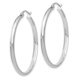 14k White Gold 2.75x35mm Polished Tube Hoop Earrings