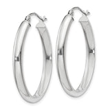 14k White Gold 3.75x31mm Polished Oval Tube Hoop Earrings