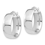 14k White Gold 7x20mm High Polished Tube Hoop Earrings