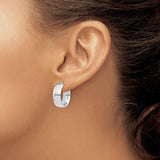 14k White Gold 7x20mm High Polished Tube Hoop Earrings